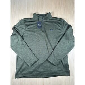 Under Armour Storm Fleece Sweater Mens 2XL Green Striped Mock Neck Quarter Zip